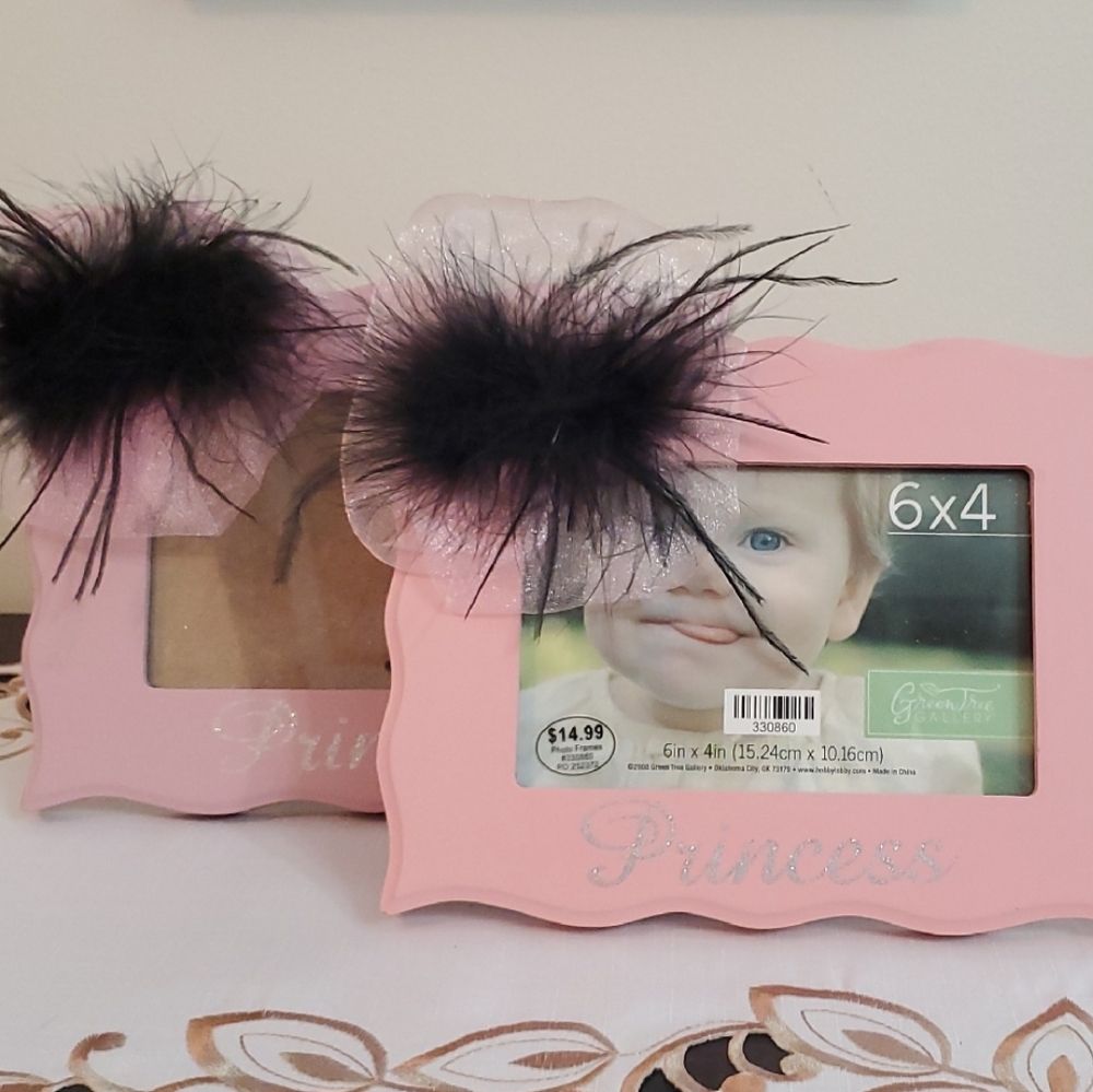 Elegant Pink and Black Princess Photo Frame Set